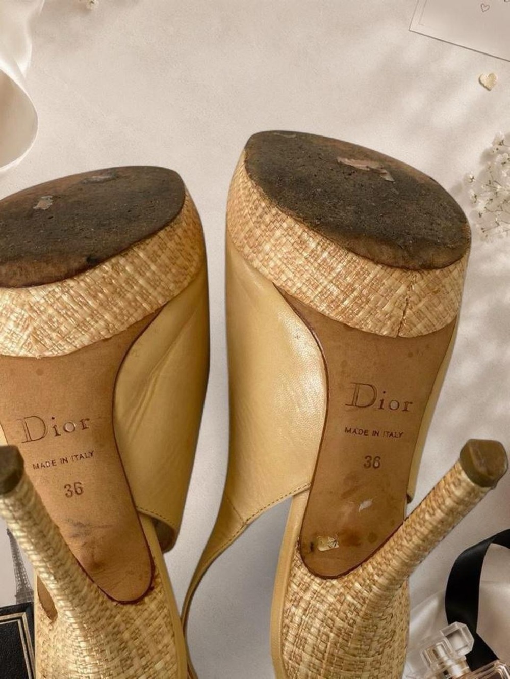 Dior Beige Peep-Toe Slingback Heels - Picture 8 of 8